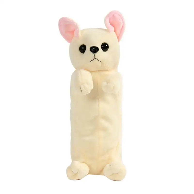 Estuche para lápices de papelería, bolsa para lápices con forma de perro de peluche de dibujos animados, bolsa para bolígrafos de animales, suministros escolares para niños, bolsa para lápices creativa