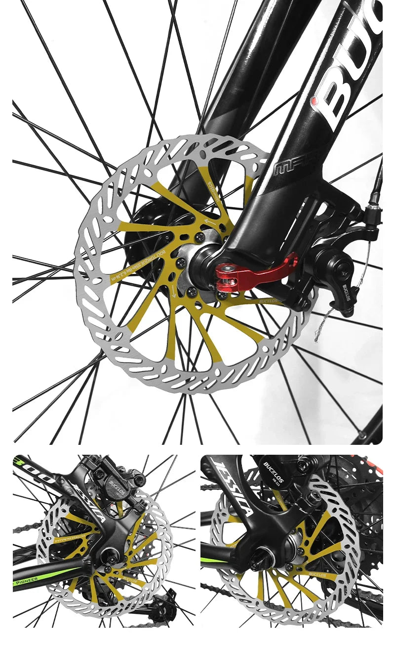 BUCKLOS-Rotor de freno de disco hidráulico ultraligero para bicicleta de montaña, disco de freno de bicicleta de carreras de carretera de montaña de 160/180/203mm con 6 pernos gratis