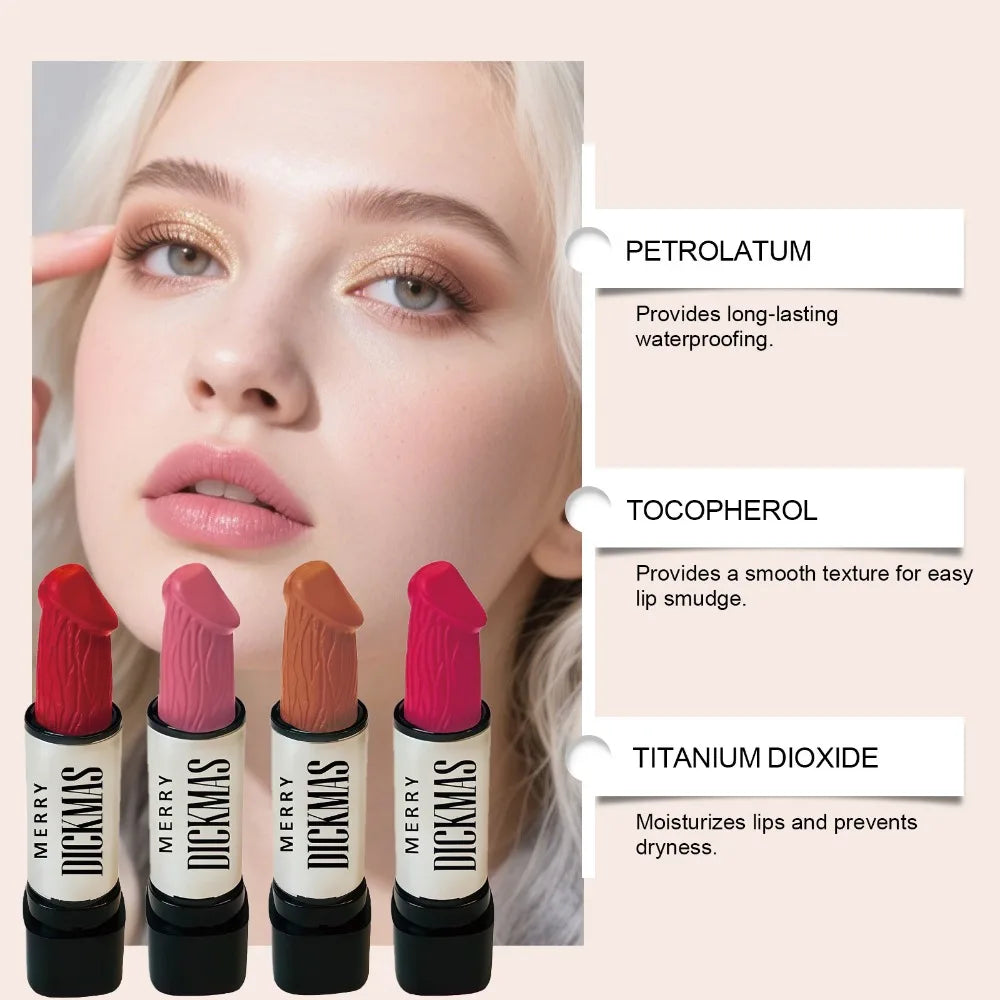 Lápiz Labial Secret Party Christmas, Lápiz Labial Mate de Larga Duración, Brillante, Sedoso, Suave como el Terciopelo, de Alta Pigmentación, Maquillaje Cosmético para Mujer