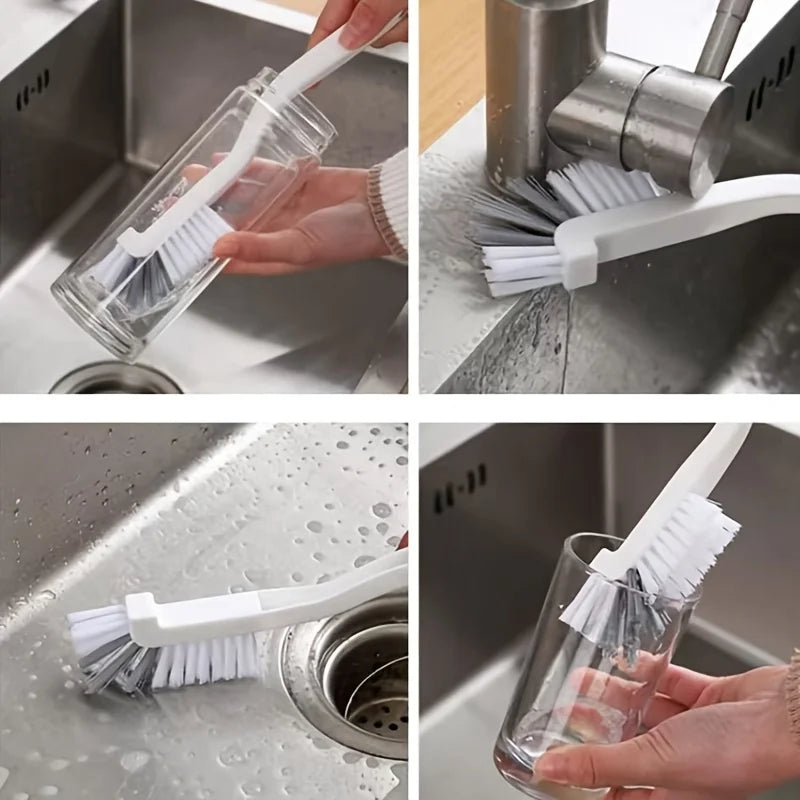 Cepillo de limpieza de mango largo, cepillos multifuncionales sin ángulo muerto, duraderos manuales, cocina, baño, tazas al aire libre, botellas de licuadoras