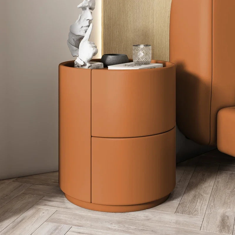Gabinete lateral para sofá de sala de estar, mesita de noche redonda creativa de madera maciza, nuevo gabinete de almacenamiento para dormitorio pequeño y moderno y sencillo