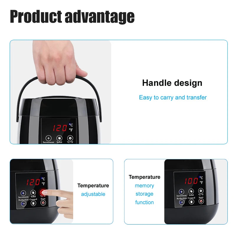 Calentador de cera Digital para depilación profesional, máquina de calentamiento de granos, depiladora, olla de fusión de cera, 500ML