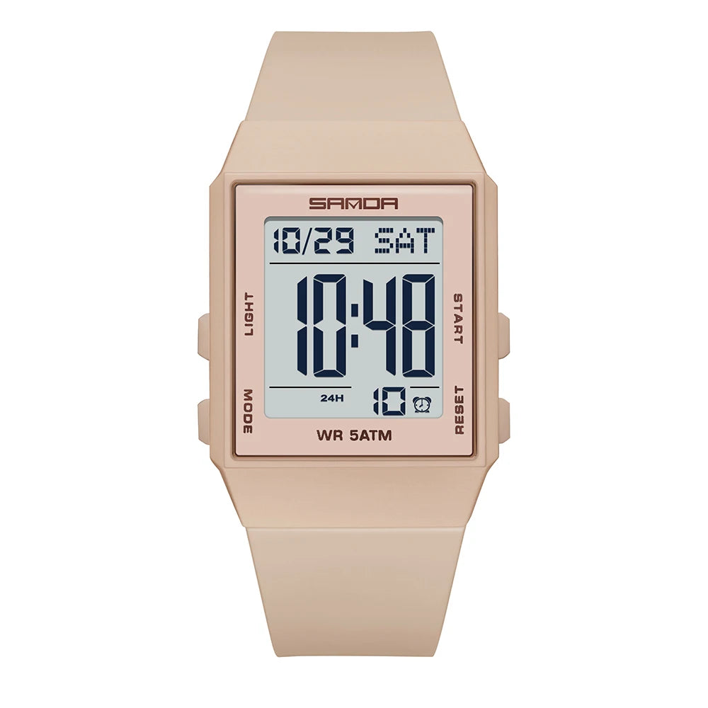 Relojes de Moda SANDA para Mujer, Reloj Deportivo con Correa de Silicona, Resistente al Agua 3ATM, Pantalla LED Digital, Regalo para Mujer