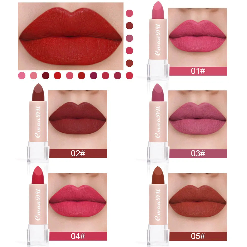 Lápiz Labial de 15 Colores, Impermeable, de Larga Duración, Mate, Terciopelo, Sexy, Rojo, Brillo Labial Nude, Brillo Labial Brillante, Tinte Labial Rojo Intenso, Maquillaje