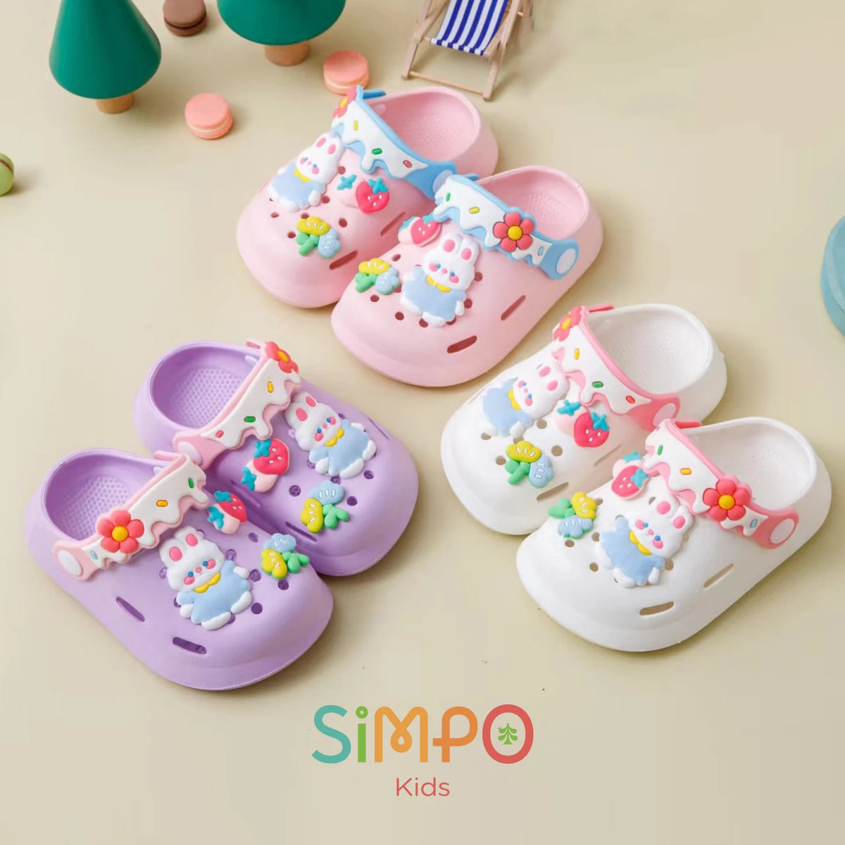 Zapatos de jardín para niñas, zuecos de suela blanda para bebé, sandalias de playa transpirables antideslizantes para interiores y exteriores, bonito conejito de dibujos animados a la moda