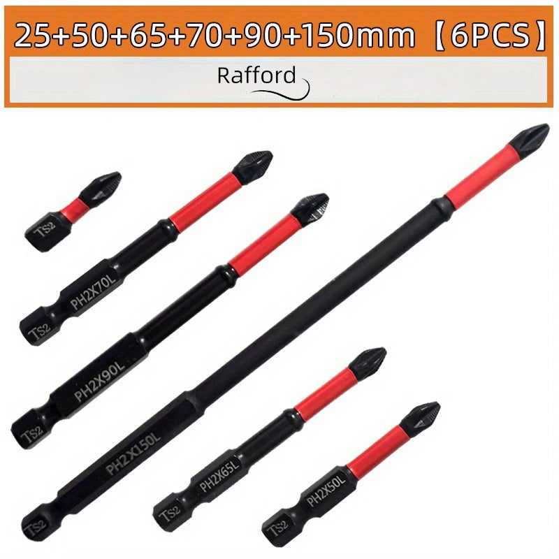 Juego de brocas magnéticas antideslizantes de 3/6/12 piezas, acero S2, brocas cruzadas y de impacto, adecuadas para conductores eléctricos y manuales