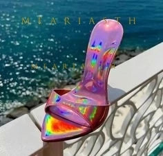 2025 Peep Toe Sexy verano mujer mulas bombas sandalias elegante súper fino tacones altos mula Oficina señora zapatos de fiesta zapatillas sandalias