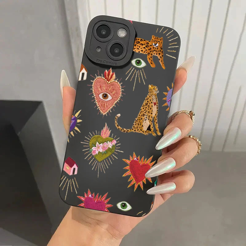 Funda de teléfono con ojos de leopardo florales para Xiaomi Mi 14T 13T 12T Pro 14 13 12 11 Lite 5G NE Poco F6 F5 X5 M6 X7 Pro funda suave de silicona