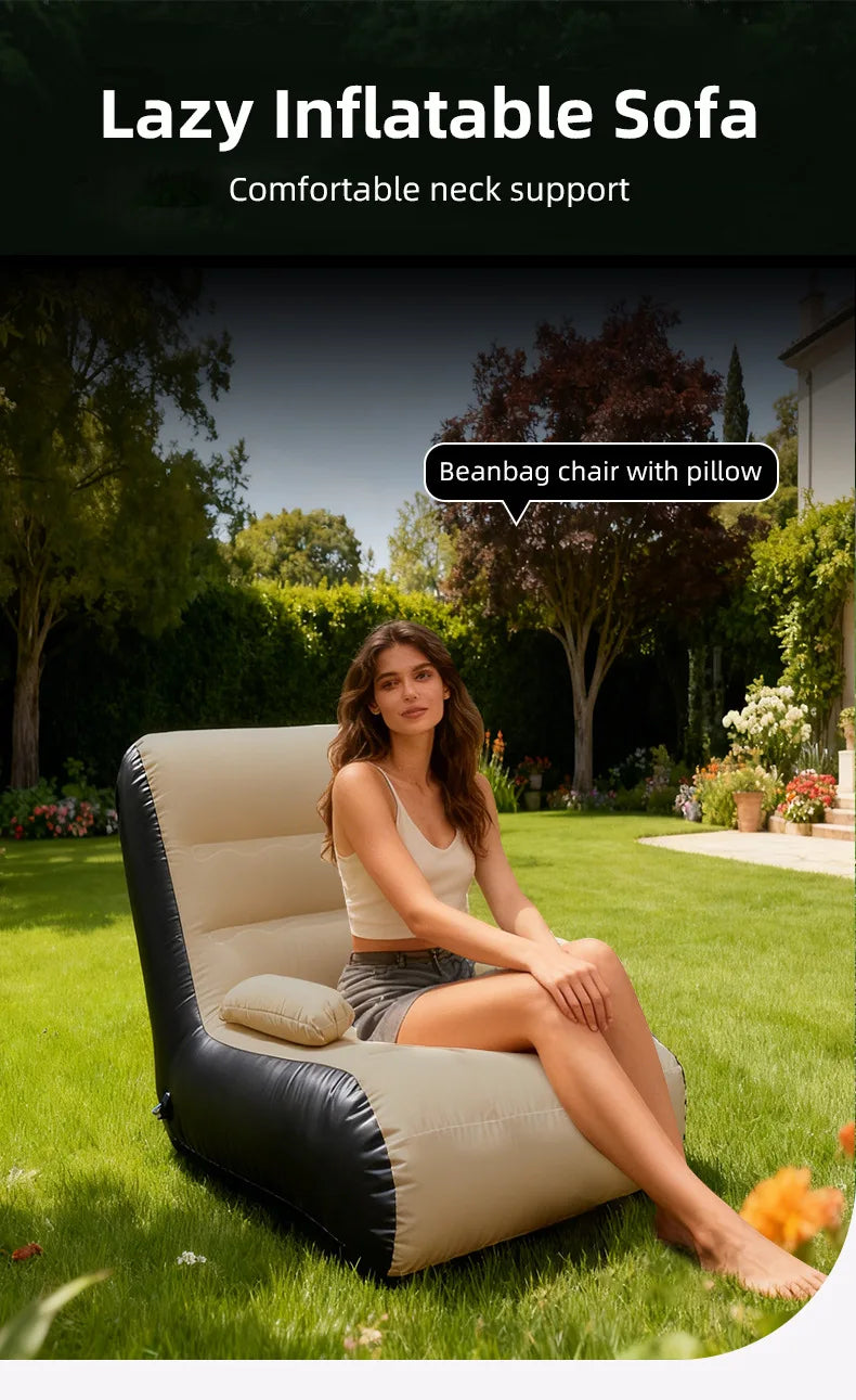 Inflatable Lounger Sofa with Storage Bag for Living Room And Bedroom Lazy Sofa Compact Foldable Seat Cushion