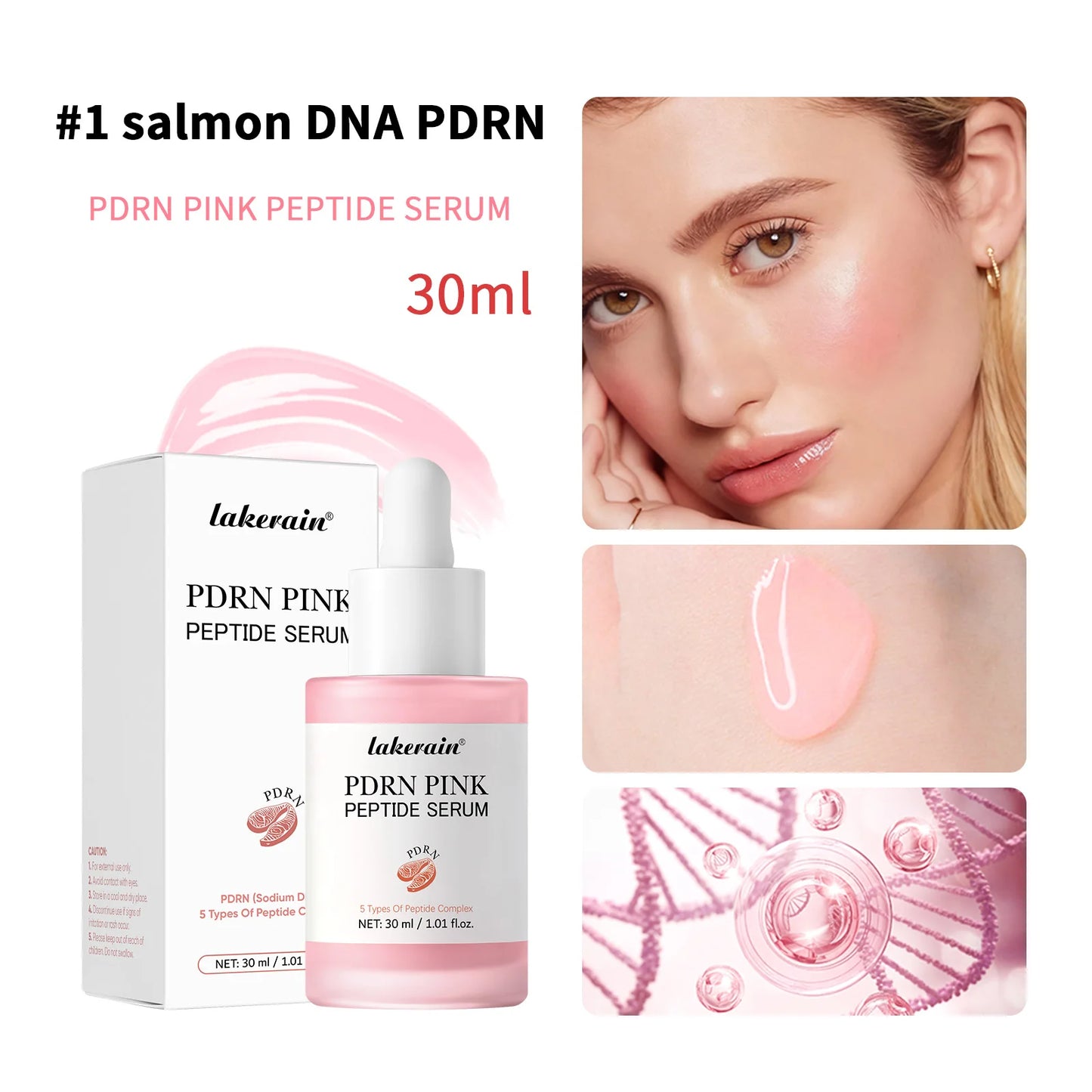 Salmón DNA PDRN, suero péptido rosa, suero brillante rosa, elimina la oscuridad de la piel, hidratante, reafirmante, cuidado de la piel coreano