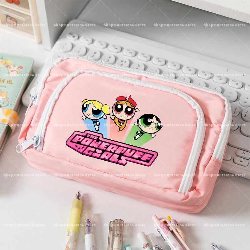 Estuche para lápices de las Chicas Superpoderosas, estuche para lápices con múltiples bolsillos, bolsa para lápices de gran capacidad para estudiantes, bolsa organizadora de papelería, regalo