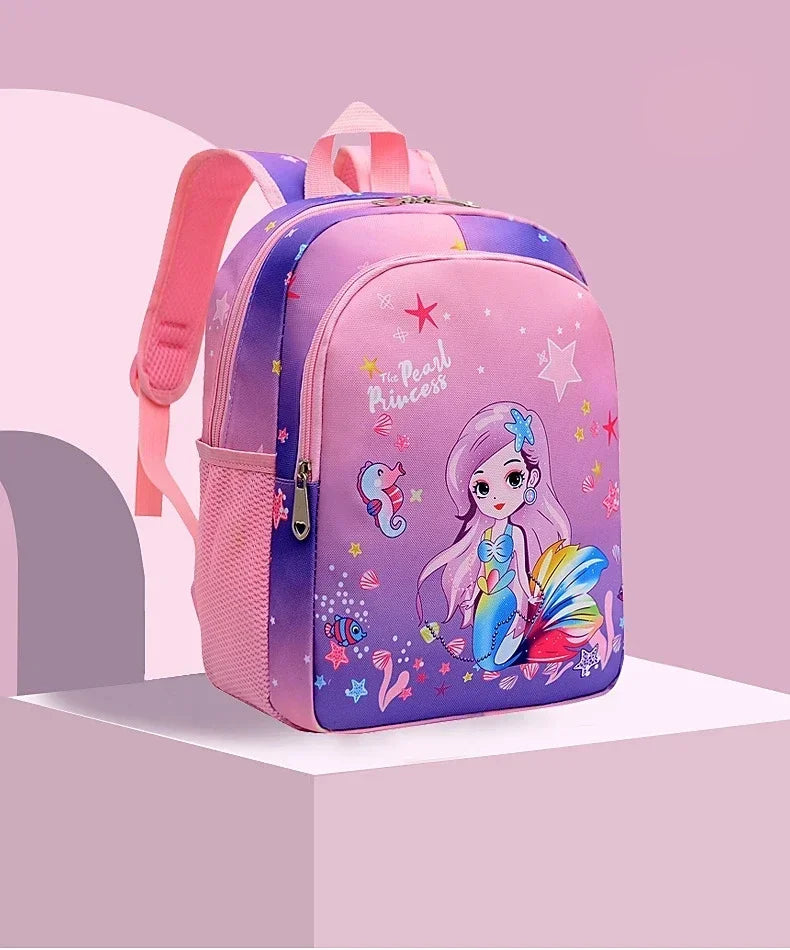 Nueva mochila para niños, bonita mochila escolar con estampado de sirena y unicornio de dibujos animados, mochila escolar ligera para guardería