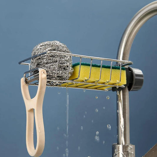 Küchenspülbecken-Abtropfgestell, Schwammhalter, flexibler Wasserhahn-Organizer, Seifenablage, Handtuchhalter, Aufbewahrungsregal, Küchenzubehör