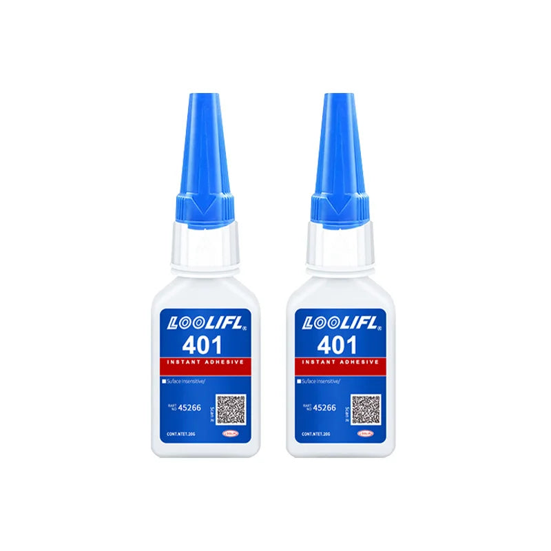 El nuevo y actualizado 401 Superhydroacrilato pegamento, 5 segundos de secado instantáneo, impermeable, buena estabilidad, herramienta de unión completa. Adecuado para madera, plástico, cerámica, metal, caucho, etc.