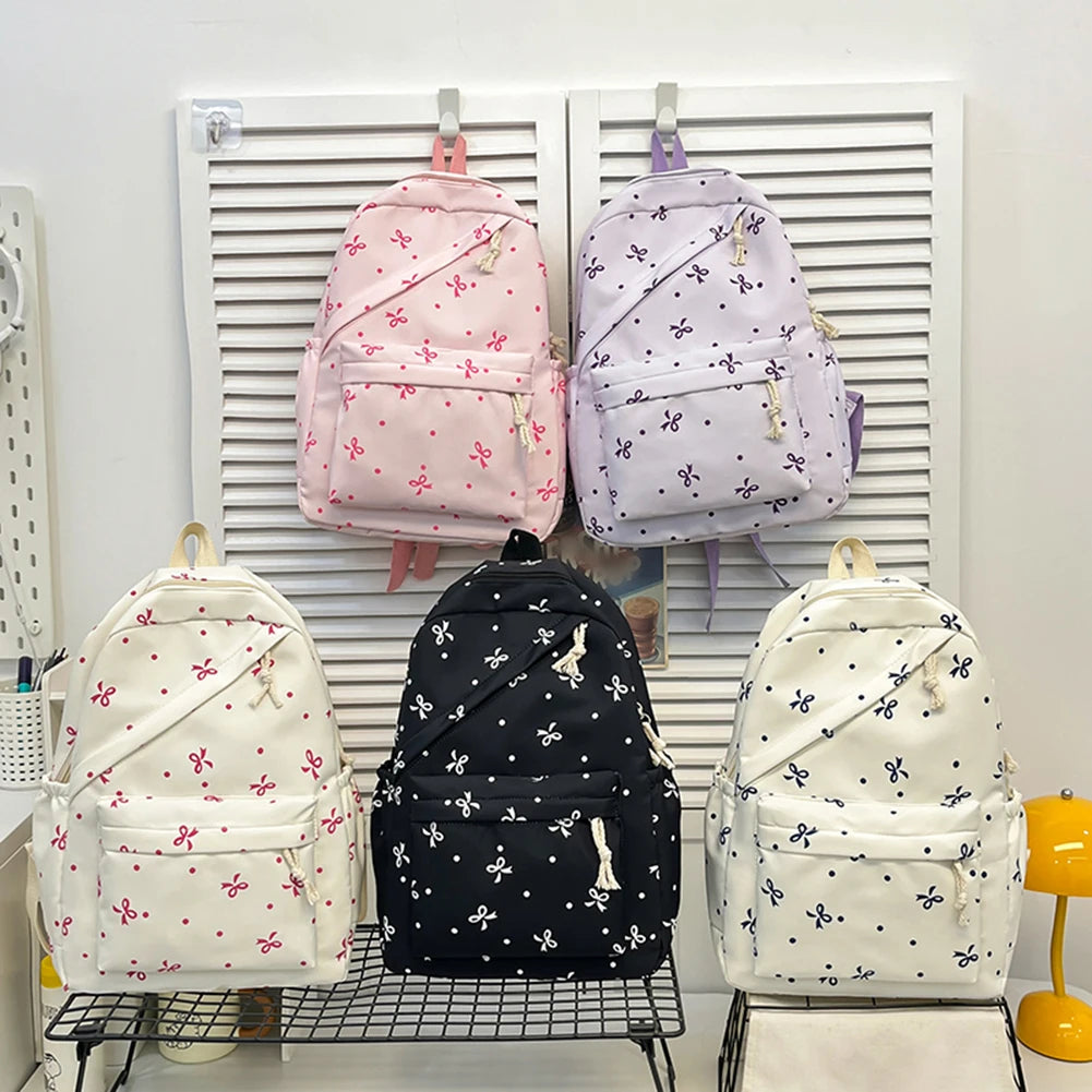 Mochila escolar universitaria con pajarita, 3 uds., con fiambrera, estuche para lápices, mochilas bonitas para niñas, conjunto de mochila escolar para chicas adolescentes