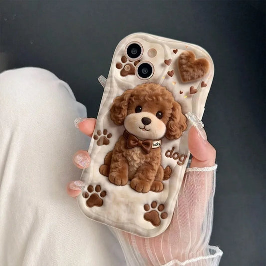 Funda Protectora para Teléfono con Diseño Plano 2D de Perro de Peluche de Dibujos Animados, a Prueba de Golpes, para iPhone 17 16 15 14 13 12 11 Pro Max 16PLUS 16E 17E
