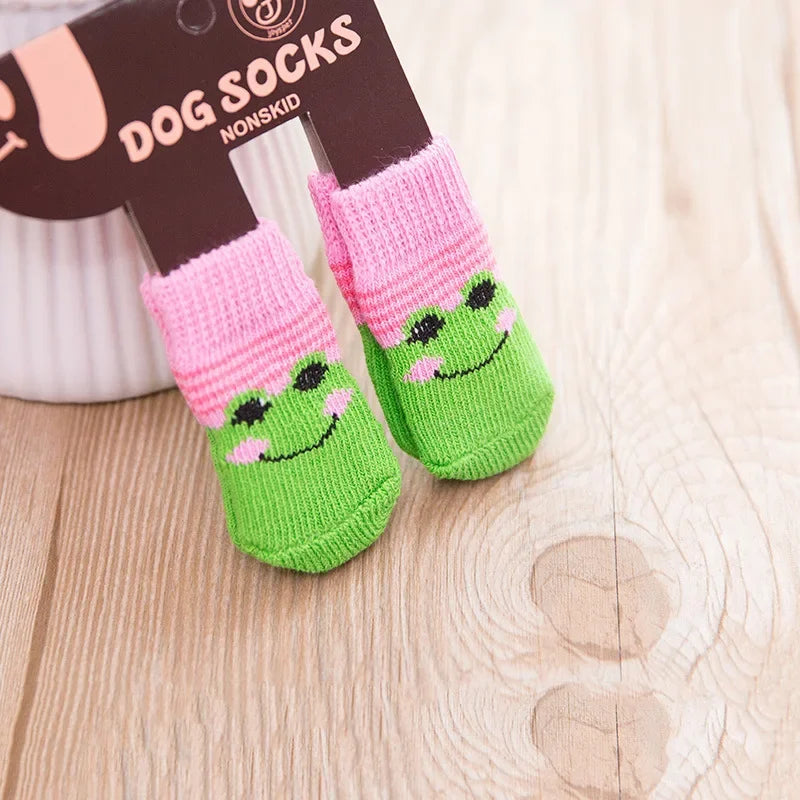 4Pcs/Set Pet Socks Anti Slip Dog Foot Cover Set Teddy Dog Shoes Set 4 Dogs Socks Puppy Socks Dogs Shoes for Small Dogs