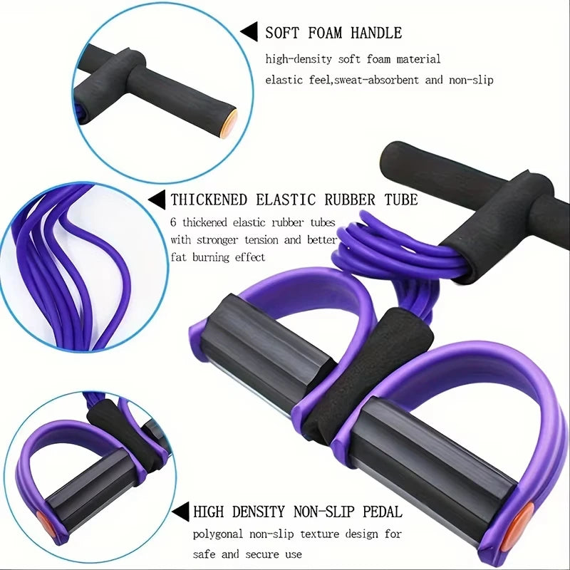 Cuerda de tensión multifunción, tirador de Pedal de Yoga elástico de 6 tubos, banda de resistencia, cuerda de tensión de látex Natural, equipo de Fitness