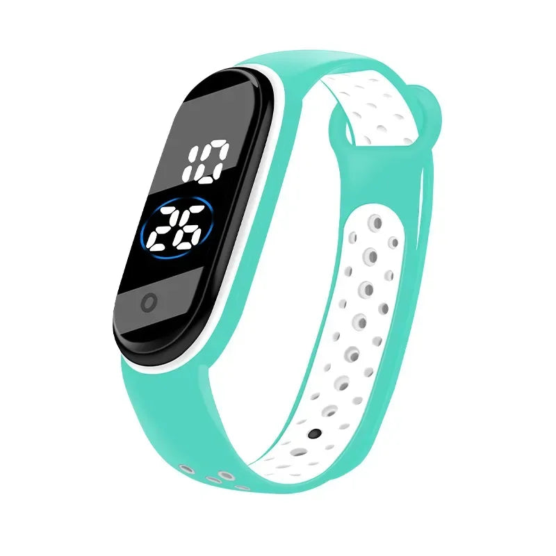 Reloj deportivo resistente al agua para niños, reloj Digital LED con pantalla táctil inteligente, correa de silicona de dos tonos, reloj para hombres y mujeres, reloj para estudiantes
