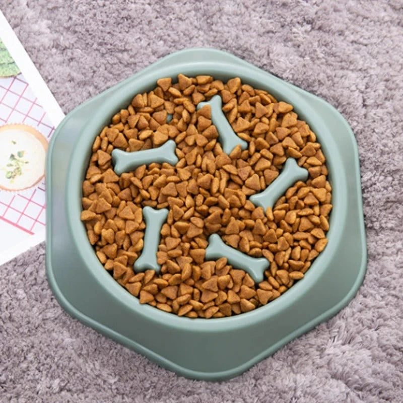 Cuenco de comida lenta para mascotas, alimentador antiasfixia, plato de plástico PP, plato para comer para perros en casa, suministros de alimentación antiolpes
