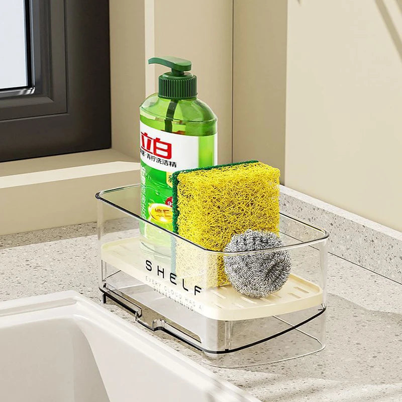 Organizador de fregadero de cocina, escurridor, estante autodrenante, soporte de esponja, grifo de paños de cocina, almacenamiento, escurridor de jabón, accesorios de cocina
