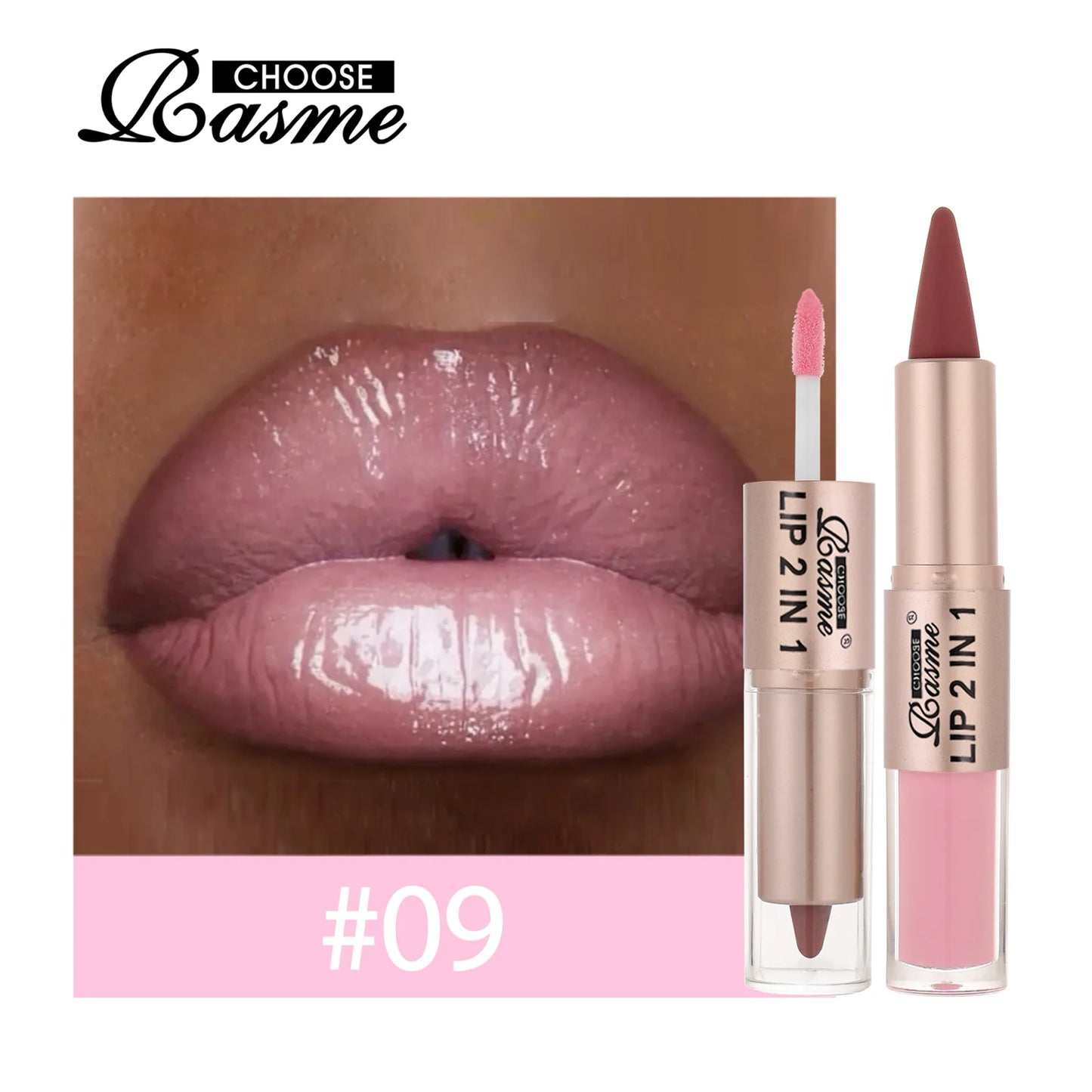 Lápiz delineador de labios degradado cónico 2 en 1, brillo de labios de cristal de espejo marrón desnudo, delineador de labios mate, maquillaje antiadherente para contorno de labios resistente al agua