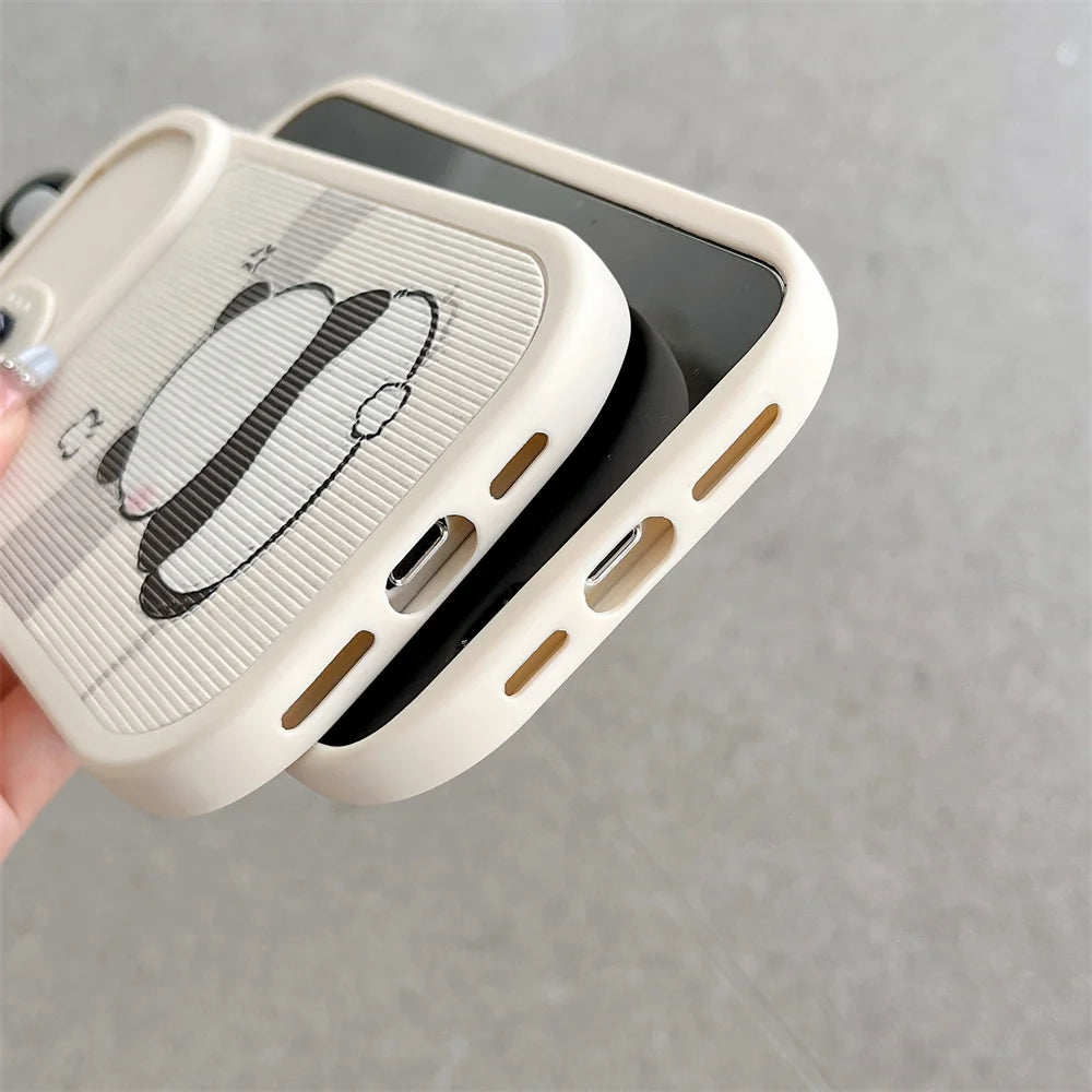 Ins 3D Panda Slide cámara protección funda de teléfono de silicona para iPhone 16 14 12 13 15 Pro Max 11 orejas de dibujos animados cubierta trasera a prueba de golpes
