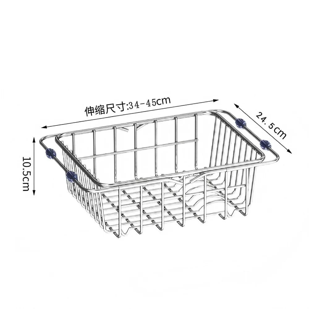 Rejilla de drenaje telescópica de acero inoxidable para fregadero, estante organizador antideslizante para secado de platos, cocina, baño, encimera, para uso doméstico