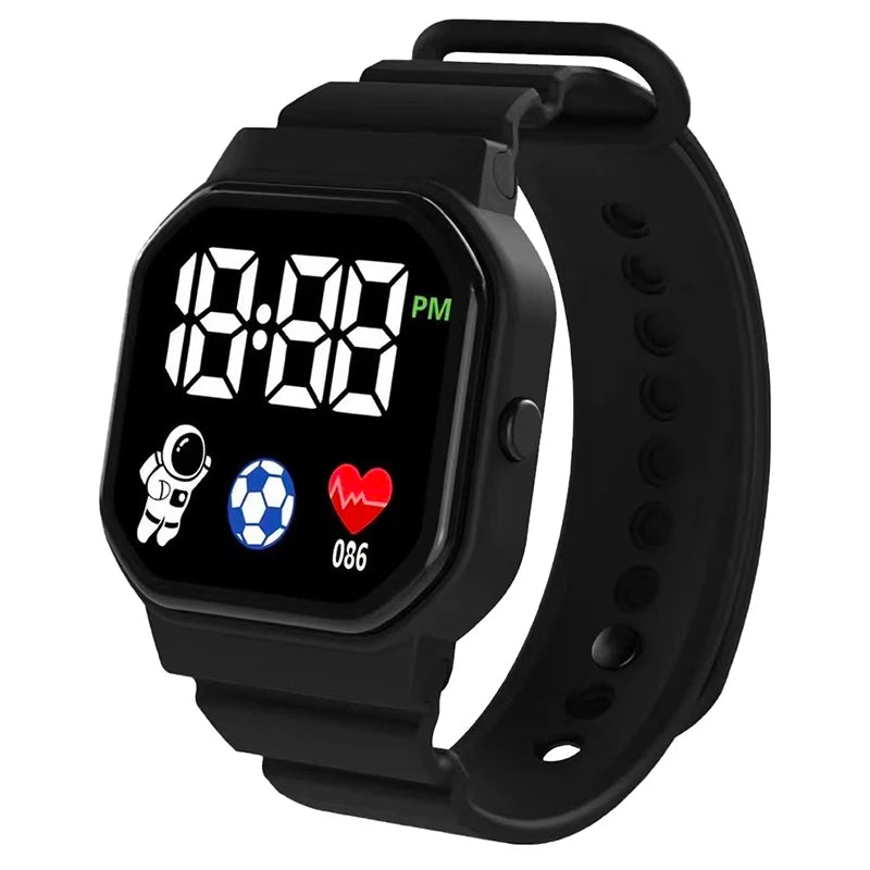 Reloj Deportivo para Niños, Relojes Digitales LED, Correa de Silicona de Fútbol, Reloj de Pulsera Electrónico Impermeable para Niños y Niñas, Regalos