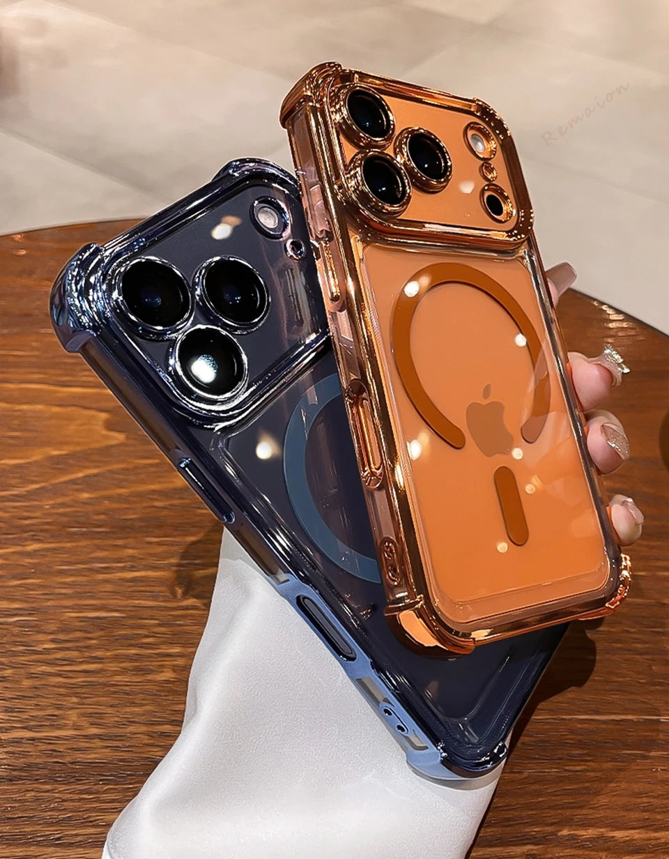 Funda de teléfono magnética clásica para iPhone 17 Air 15 14 13 12 16 Pro Max 14 15 Plus Magsafe funda protectora suave de silicona a prueba de golpes