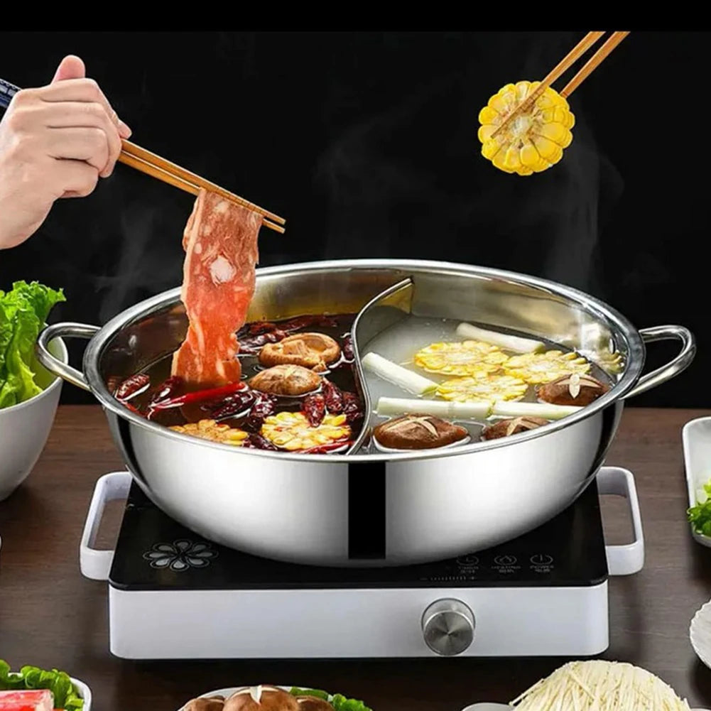 Olla caliente dividida doble de 30cm, olla caliente de acero inoxidable, utensilios de cocina para el hogar, olla para sopa
