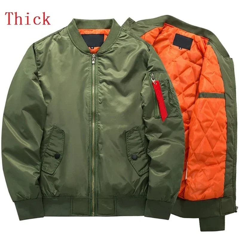 MA-1 chaqueta Bomber de vuelo para hombre, chaquetas informales gruesas y finas con cremallera, abrigo de invierno impermeable para piloto de béisbol, talla grande 8XL