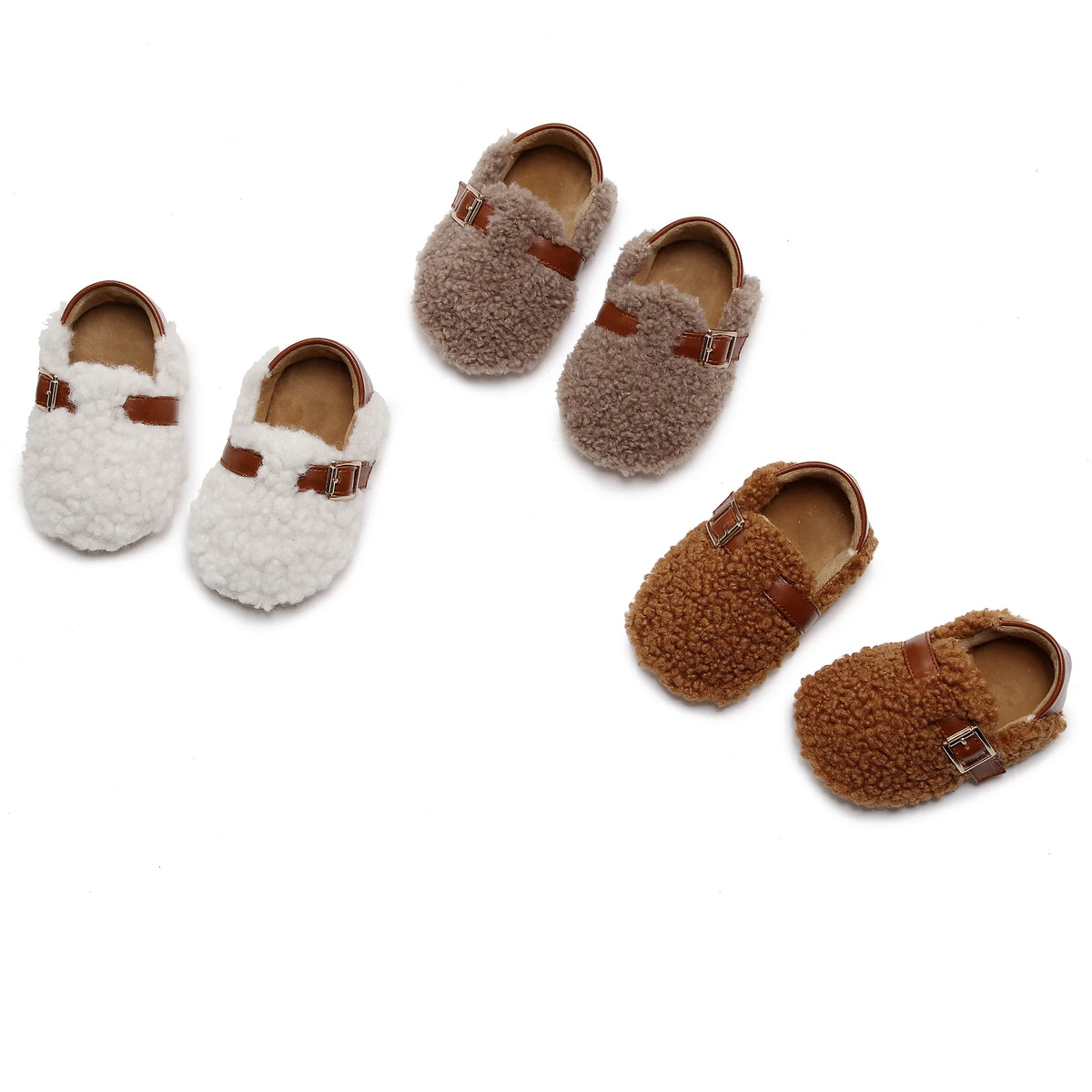 Zapatos para bebé recién nacido, calzado suave y cómodo para caminar, antideslizante para interiores, felpa cálida y gruesa para primeros pasos