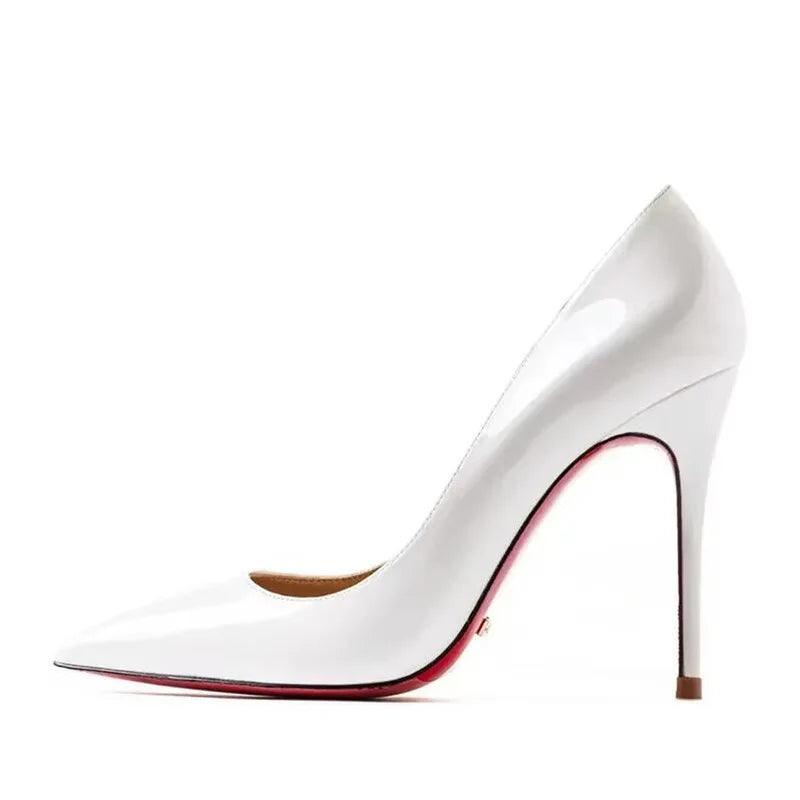 Zapatos de Tacón Alto para Fiesta de Boda, Tallas Grandes 35-44, Zapatos Rojos Nude Sexys con Suela de Goma, Punta Puntiaguda, Zapatos de Tacón Bajo para Mujer