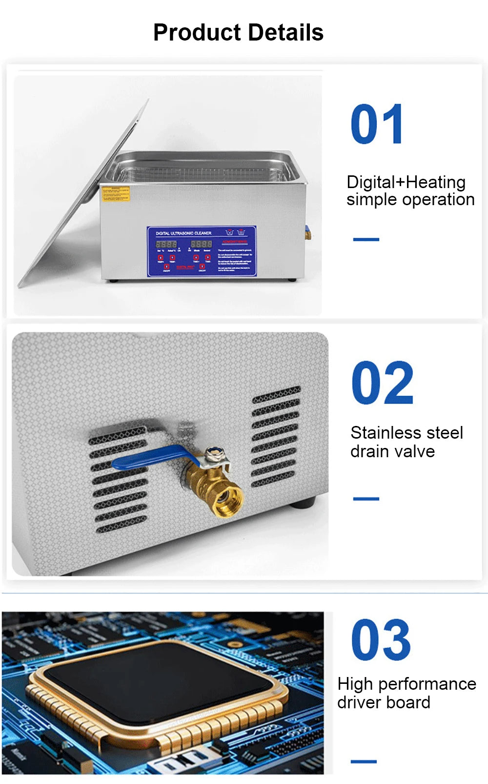 Limpiador ultrasónico de 3L, 6L, 10L, 2L, lavadora por ultrasonido, baño de lavado con calefacción ultrasónica, limpiador ultrasónico comercial para el hogar