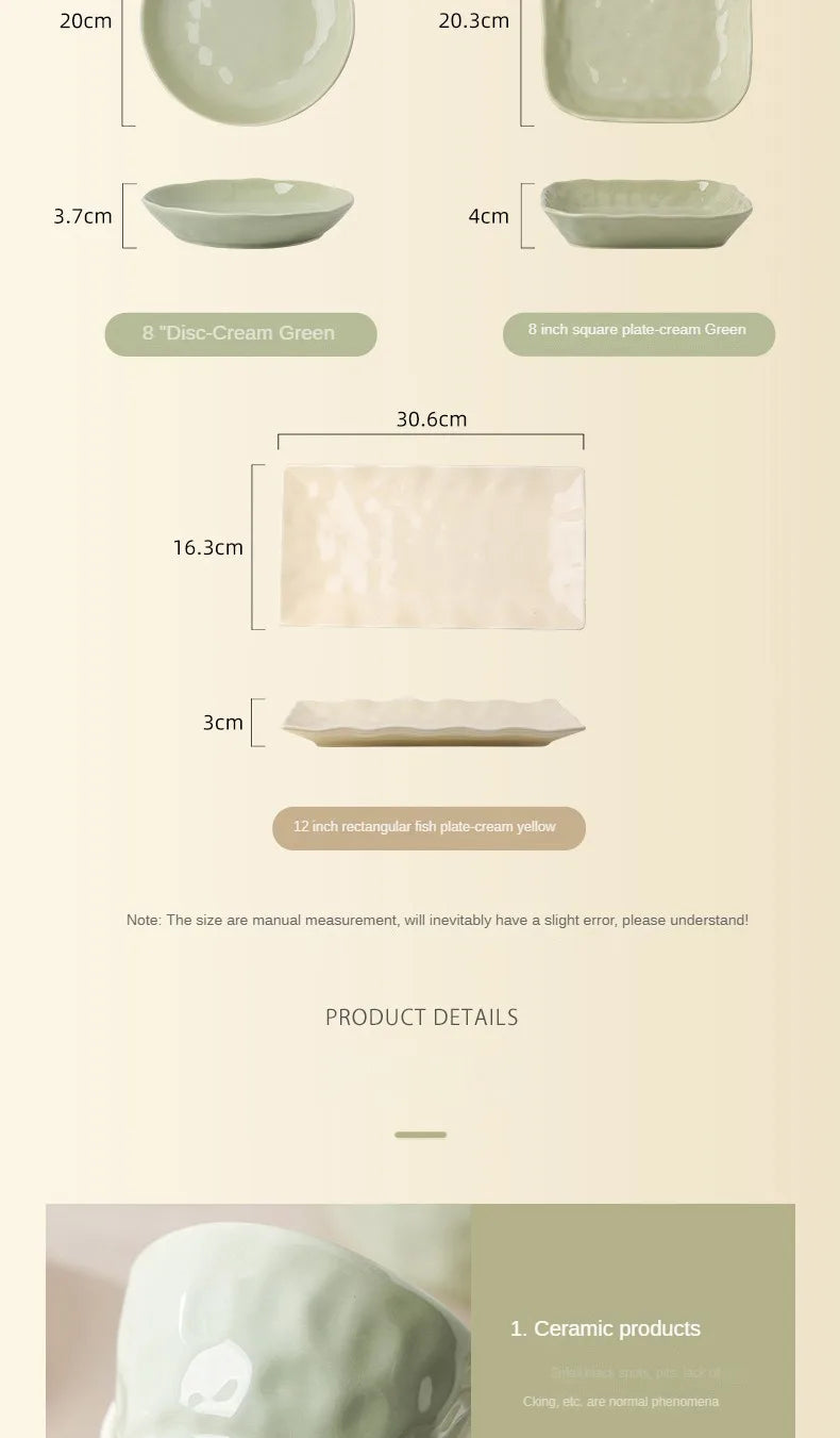Juego de cuencos y platos de cerámica de estilo nórdico para uso doméstico, alta belleza, Simple, crema, vajilla de cerámica, nuevo
