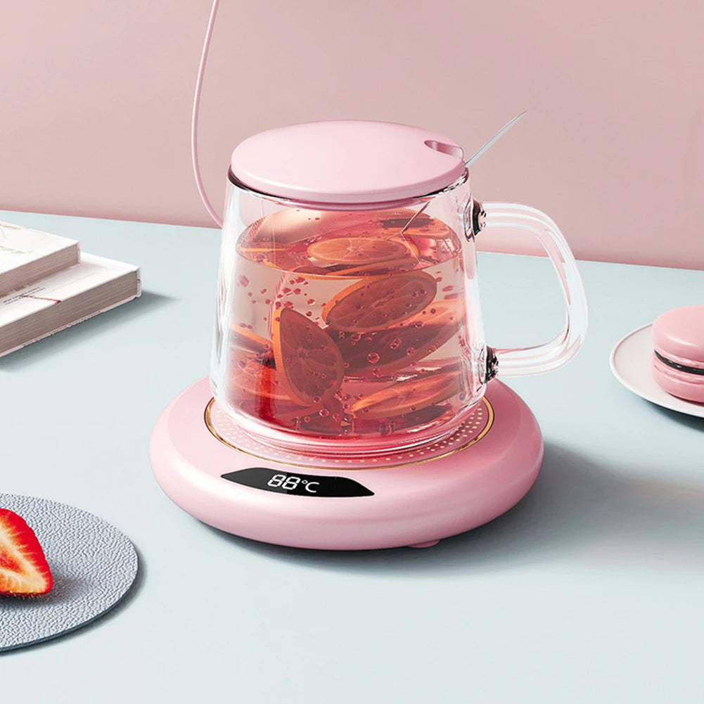 Calentador de Tazas de Café con Temperatura Ajustable, Posavasos Calefactor con 3 Ajustes de Temperatura, Calentador de Tazas de Escritorio con Apagado Automático, Calentador de Agua y Leche