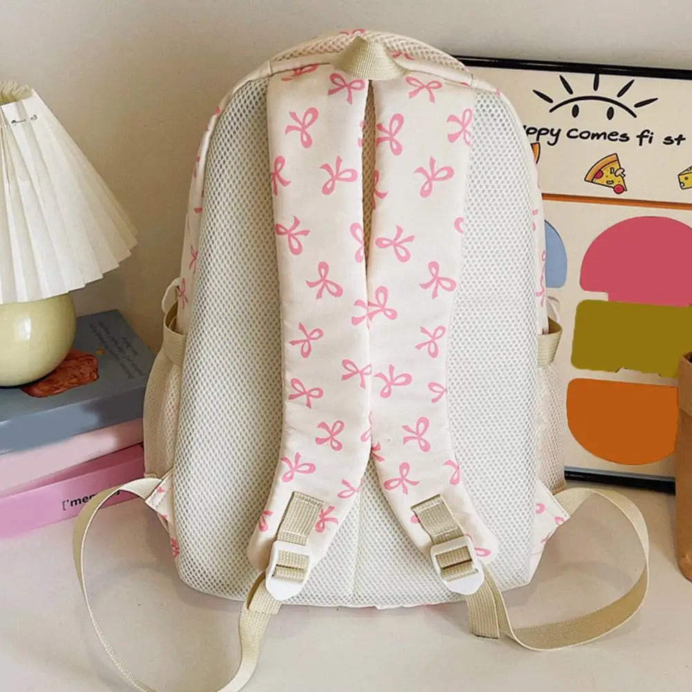 Conjunto de mochila de 3 uds., mochila con lazo de gran capacidad, bolso escolar de nailon con estampado de lazo, mochila para estudiantes con correa ajustable