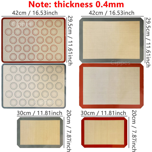 Estera de silicona para horno, fina de 0,4mm, reutilizable, antiadherente, resistente al calor, revestimiento de hojas, herramientas para hornear para galletas, 1 ud.
