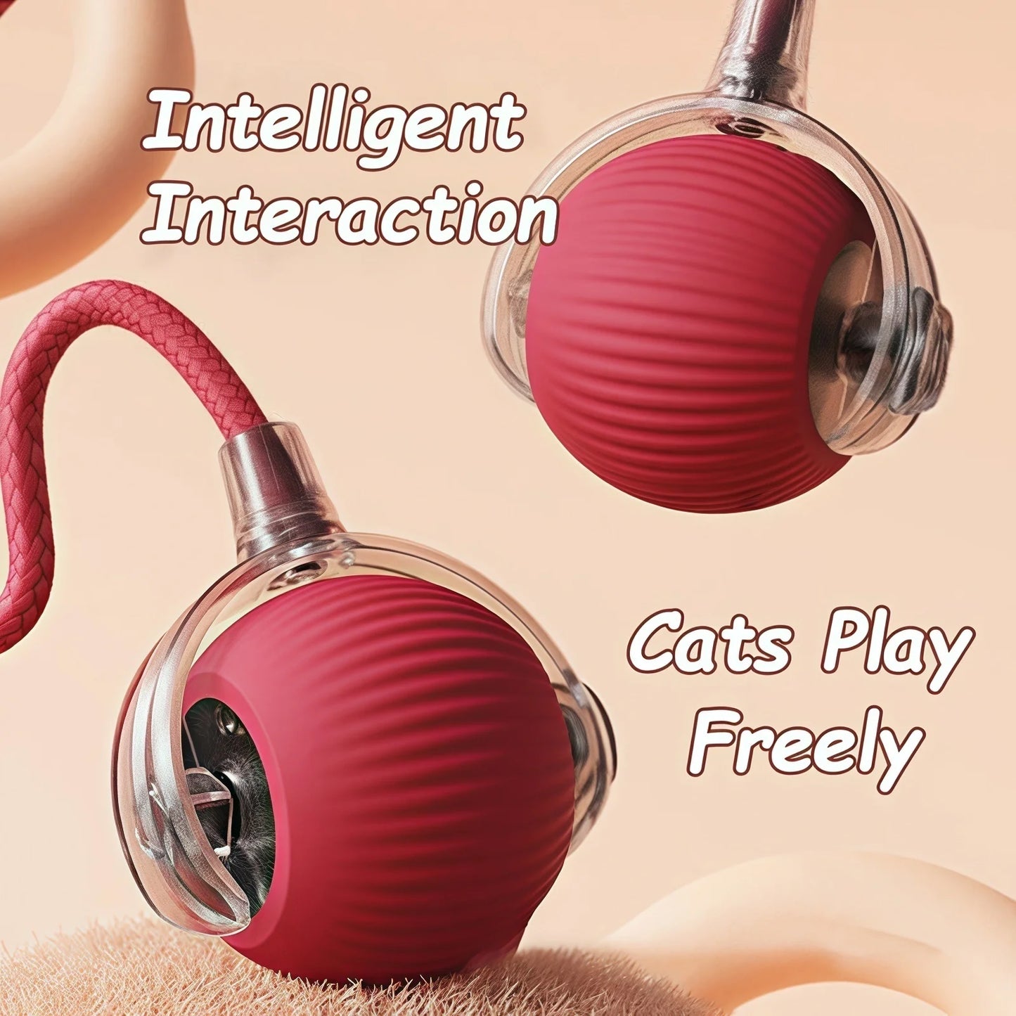 Nuevo Juguete Interactivo para Gatos, Pelota Rodante Automática con Cola Artificial, Recargable, Juguete Eléctrico Inteligente para Mascotas, Perros y Gatos, Imita Ratones