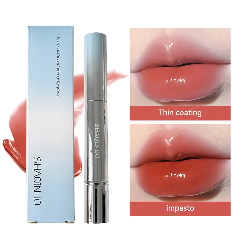 Brillo Labial con Esencia Acuosa de Espejo, Larga Duración, No Pegajoso, Voluminizador, Brillo Labial Líquido, Esmalte Labial en Gel, Maquillaje Hidratante, Tinte Labial