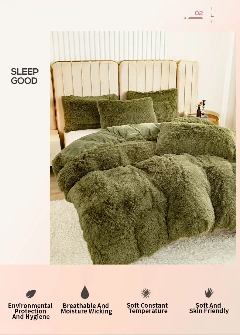 Juego de funda nórdica de felpa de lujo de 3/4 piezas: ropa de cama acogedora y suave, perfecta para el confort del dormitorio, ideal para habitaciones de invitados y dormitorio Aesth