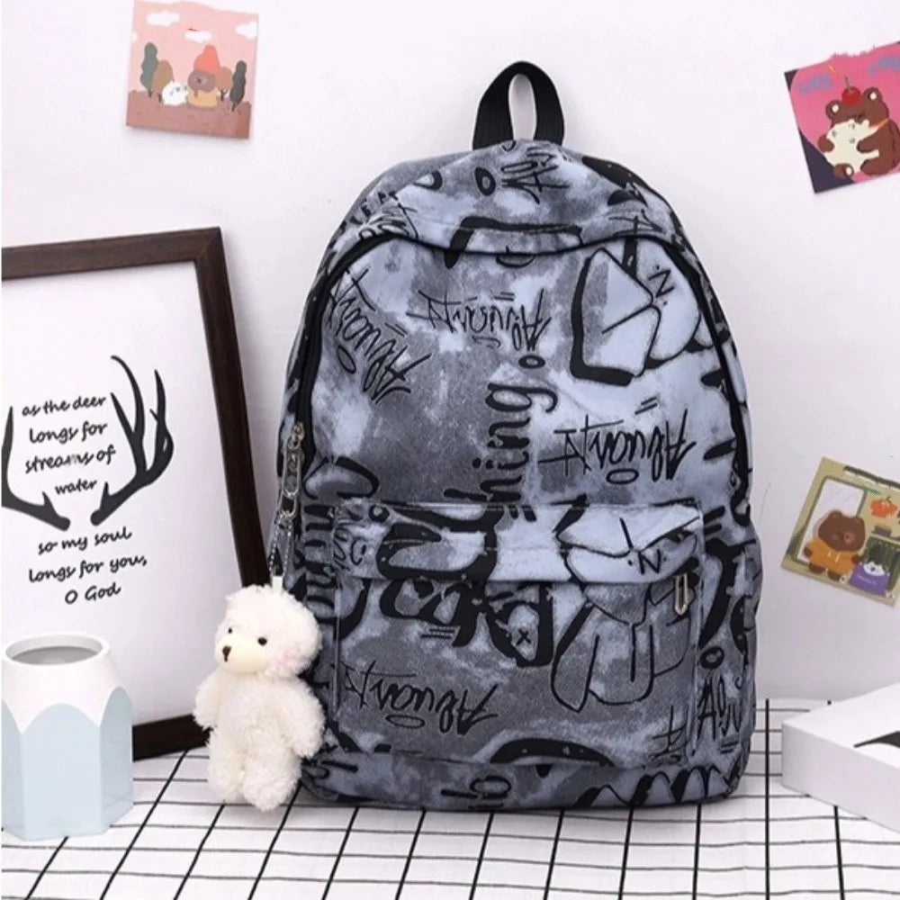 Mochila escolar para estudiantes con grafiti de gran capacidad, mochila informal de moda para mujer, mochilas escolares bonitas de dibujos animados para ir al trabajo en niñas
