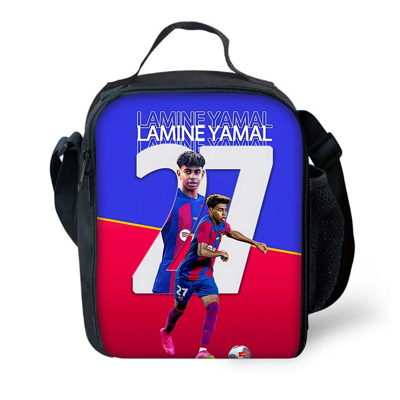 Mochila escolar para niños, fútbol, Lamine Yamals, con bolsas para el almuerzo, bolsas para lápices, mochilas escolares para niños y niñas, el mejor regalo