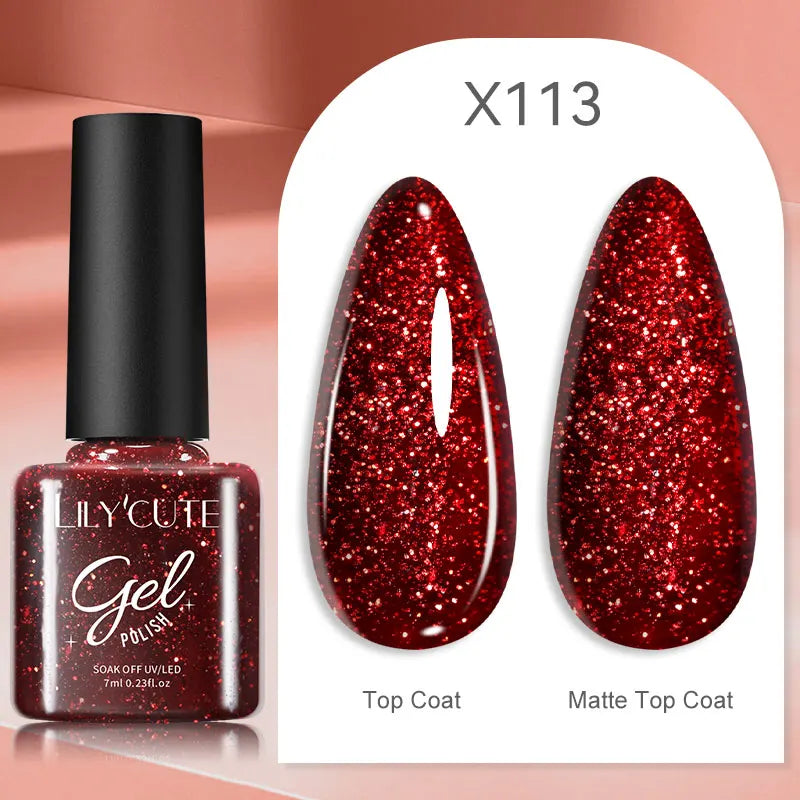 LILYCUTE-esmalte en Gel para uñas, barniz semipermanente para manicura, con LED UV, 129 colores, 7ML