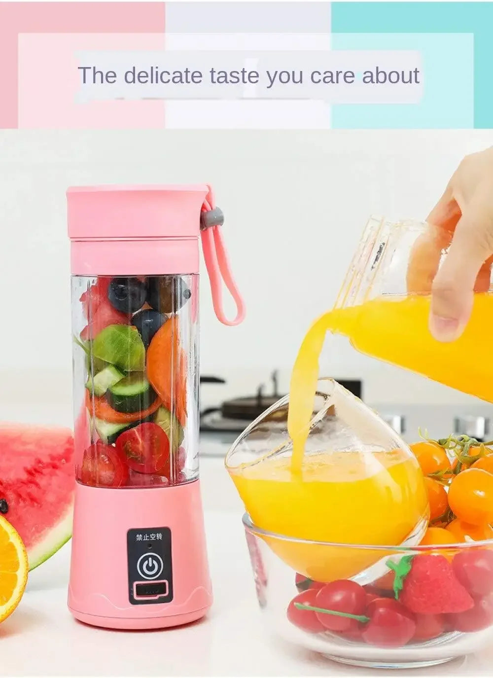 Mini exprimidor eléctrico con carga USB, máquina para batidos y batidos, exprimidor automático de frutas frescas, licuadora de cocina portátil de limón y naranja