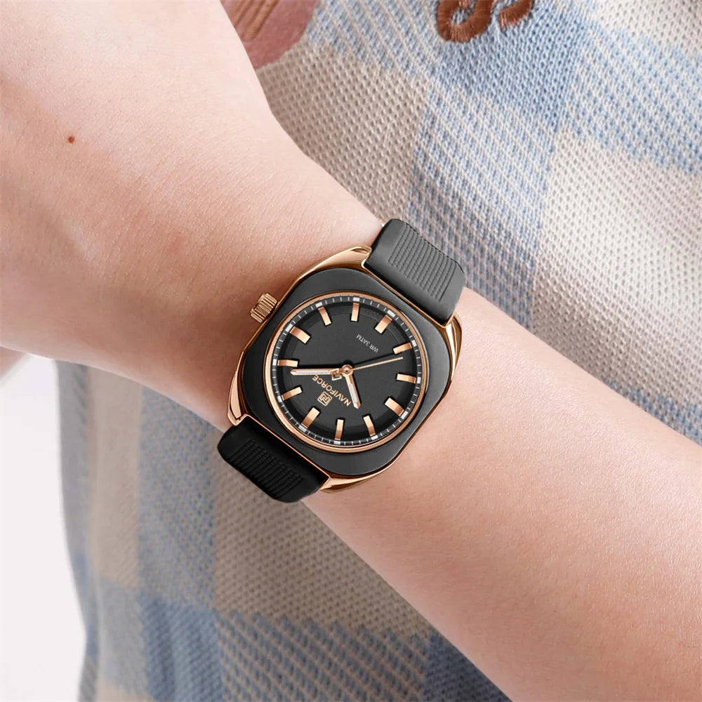 NAVIFORCE, reloj para mujer, marca superior, moda de lujo, reloj de pulsera Original para mujer y niña, pulsera de goma de silicona, reloj informal para mujer 5061