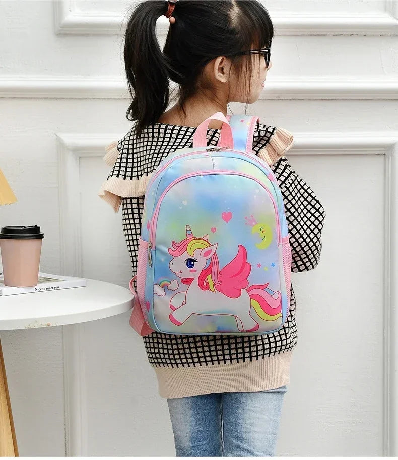 Nueva mochila para niños, bonita mochila escolar con estampado de sirena y unicornio de dibujos animados, mochila escolar ligera para guardería
