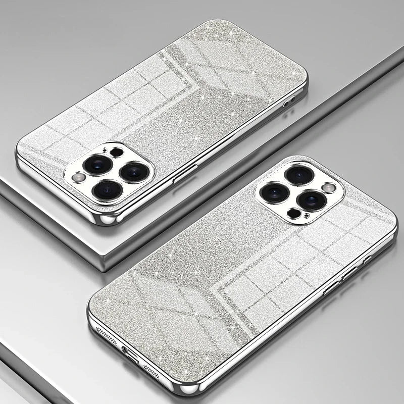 Funda Brillante Electrochapada para iPhone 17 Air 16 16E 15 14 13 12 Mini 11 Pro Max XS X XR SE 2 3 7 8 Plus, Cubierta Trasera de TPU Suave