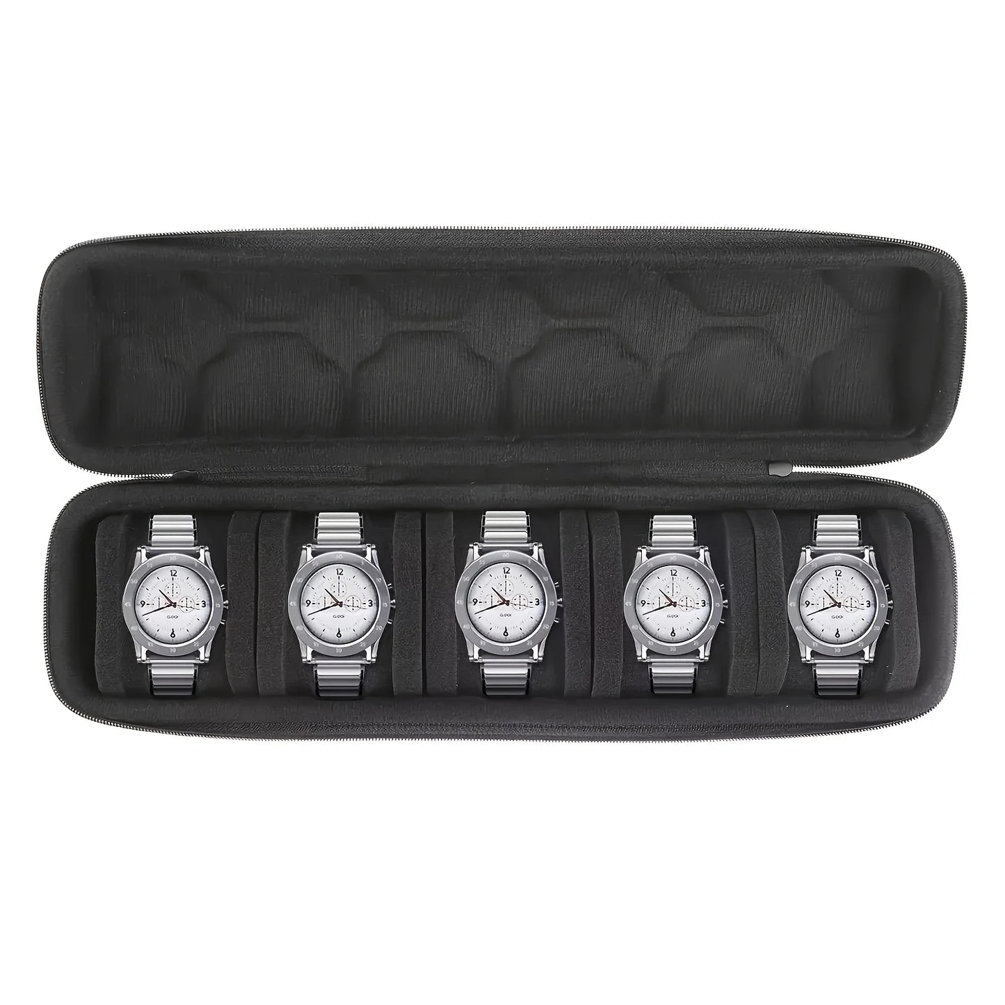 Organizador de relojes resistente con tapa abatible, caja de almacenamiento de relojes con 5 ranuras, Interior resistente a los arañazos, caja de reloj portátil, 1 ud.
